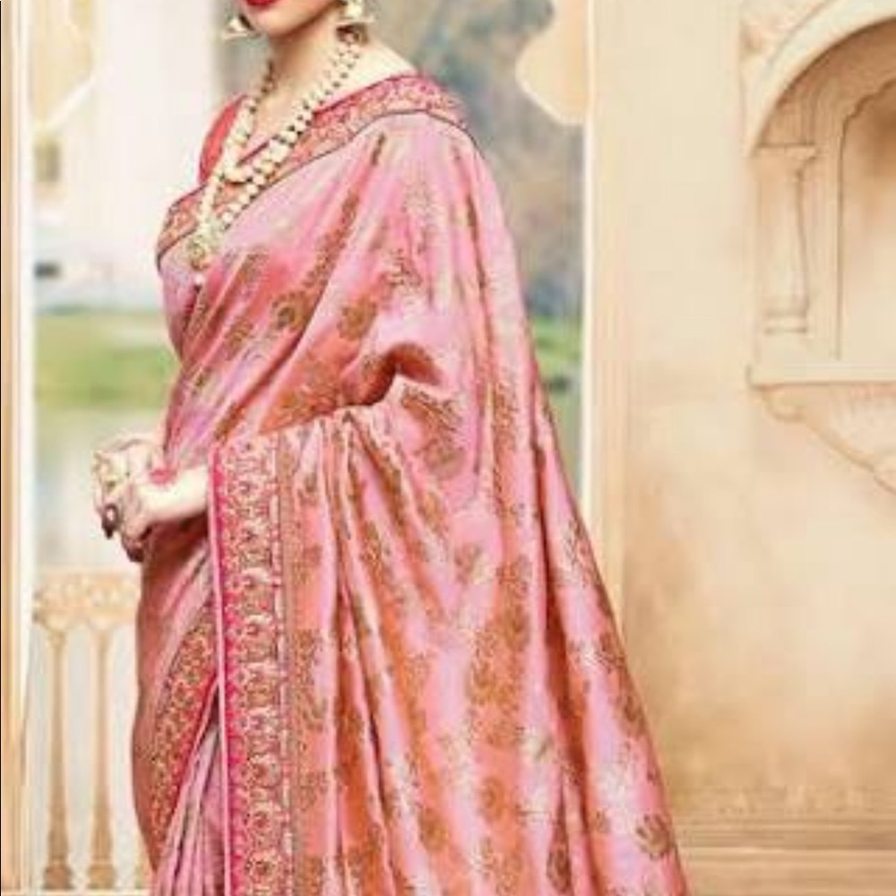 Pink Banarasi Silk Saree